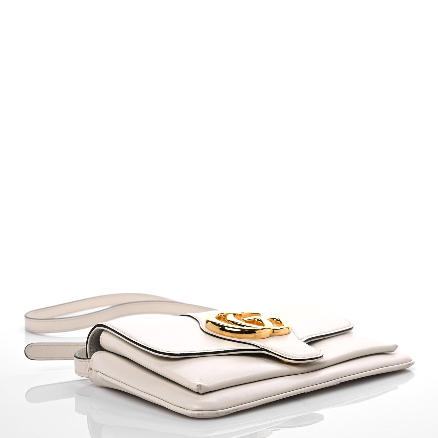Calfskin Small Arli Flap Shoulder Bag Mystic White
