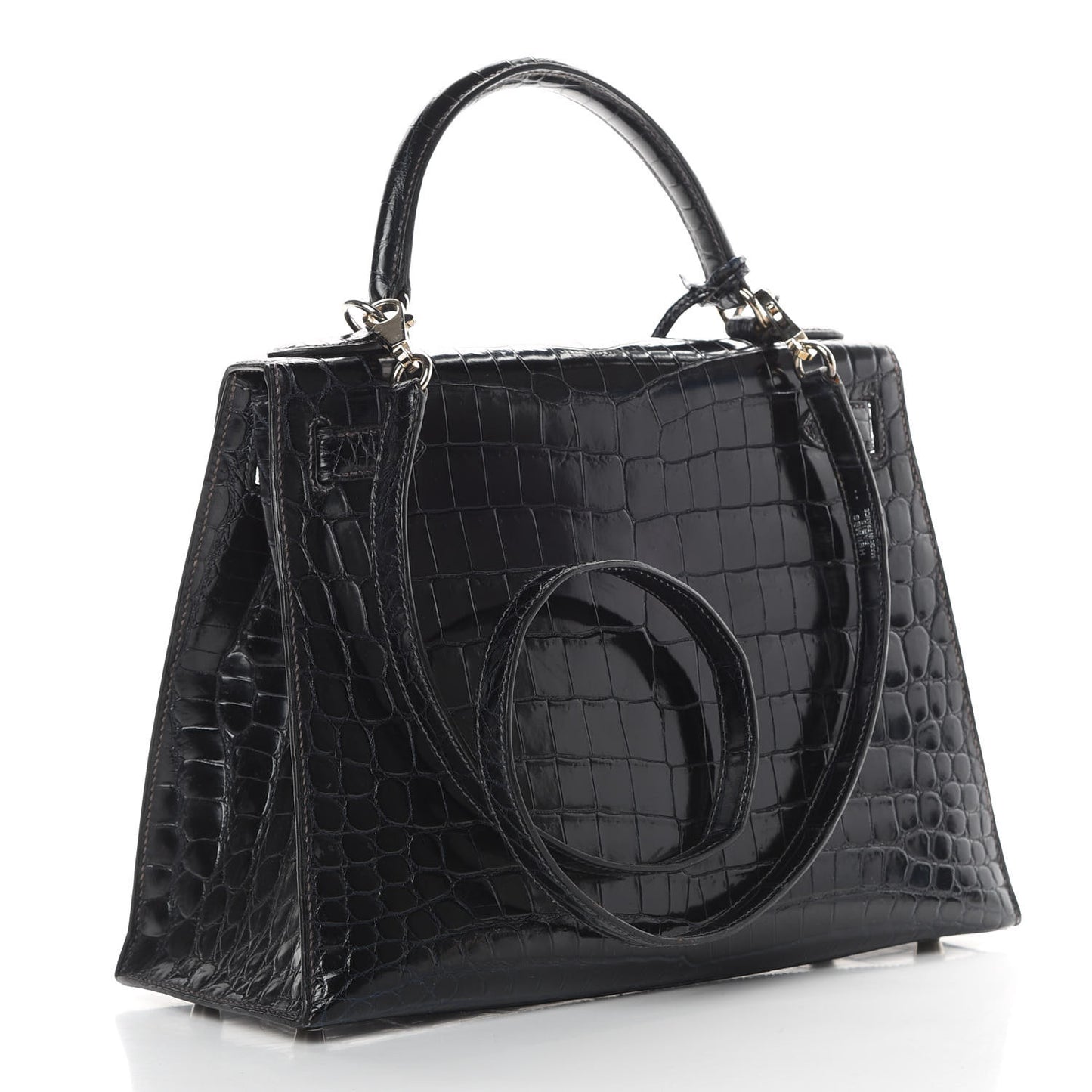 Shiny Niloticus Crocodile Kelly Sellier 28 Bleu Marine