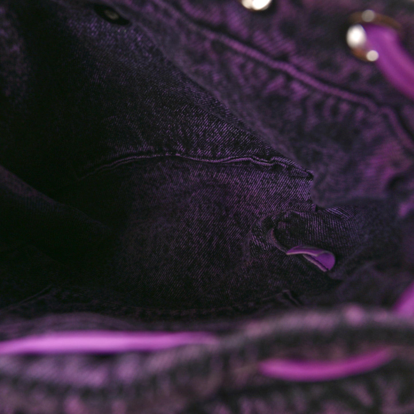 Washed Denim Quilted Denimpression Backpack Violet Purple Black