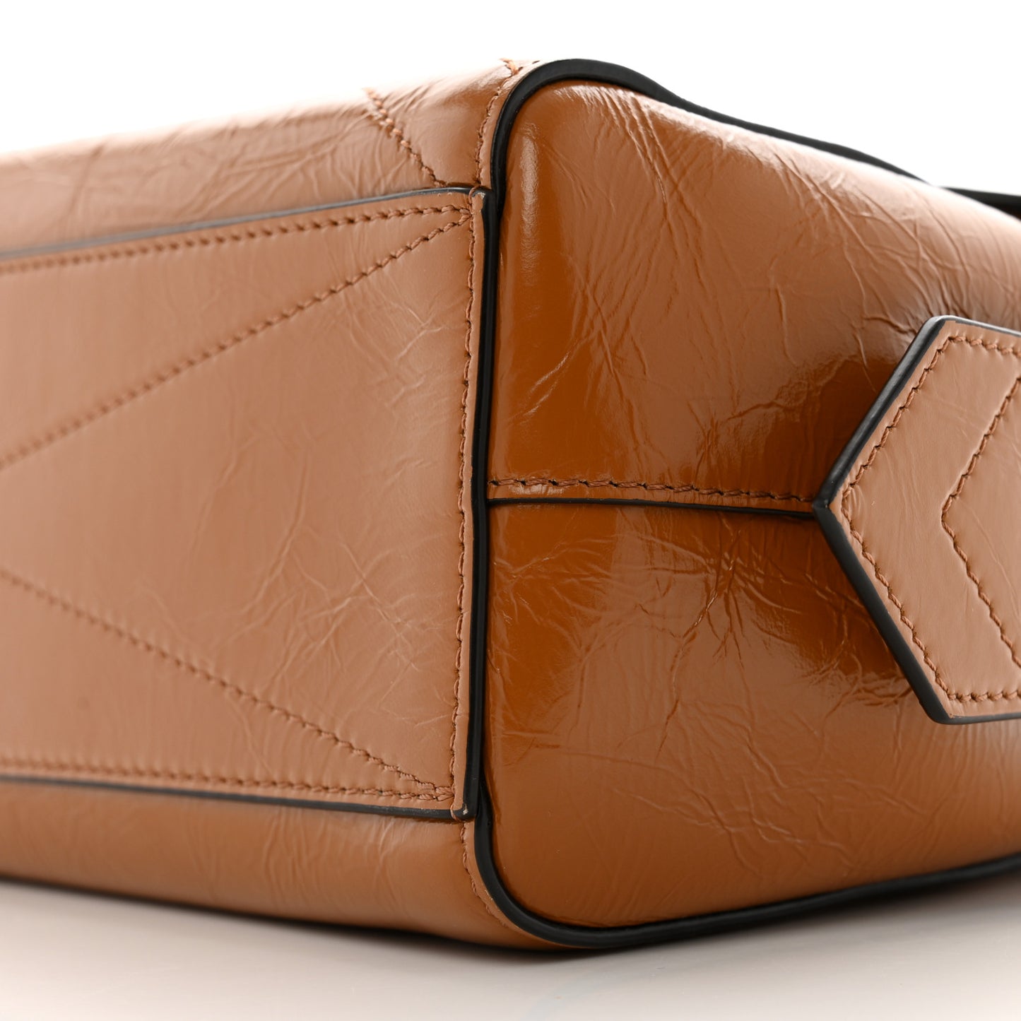 Creased Patent Calfskin Small ID Flap Tan