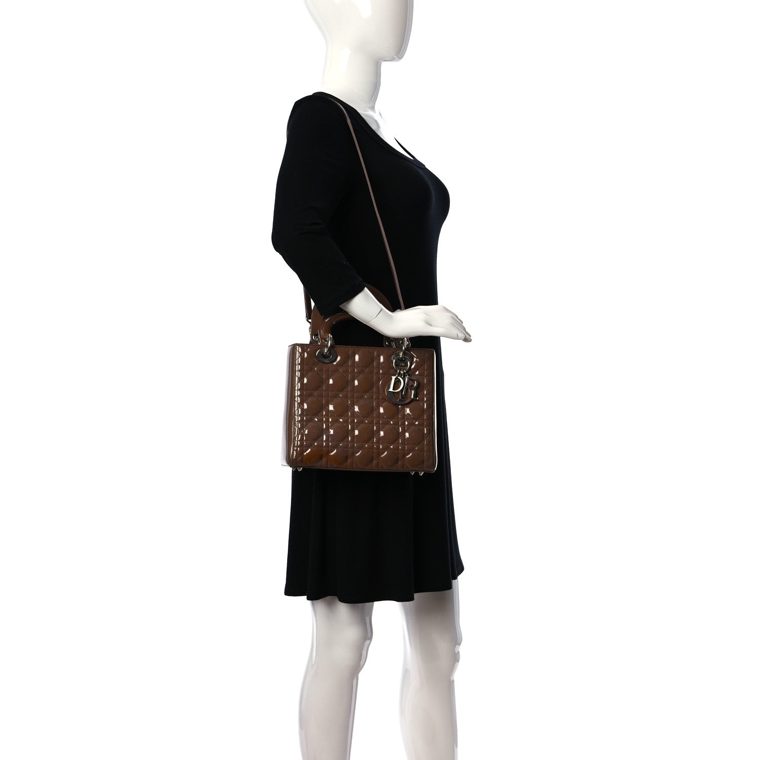 Christian Dior Patent Cannage Medium Lady Dior Brown 2 of 20