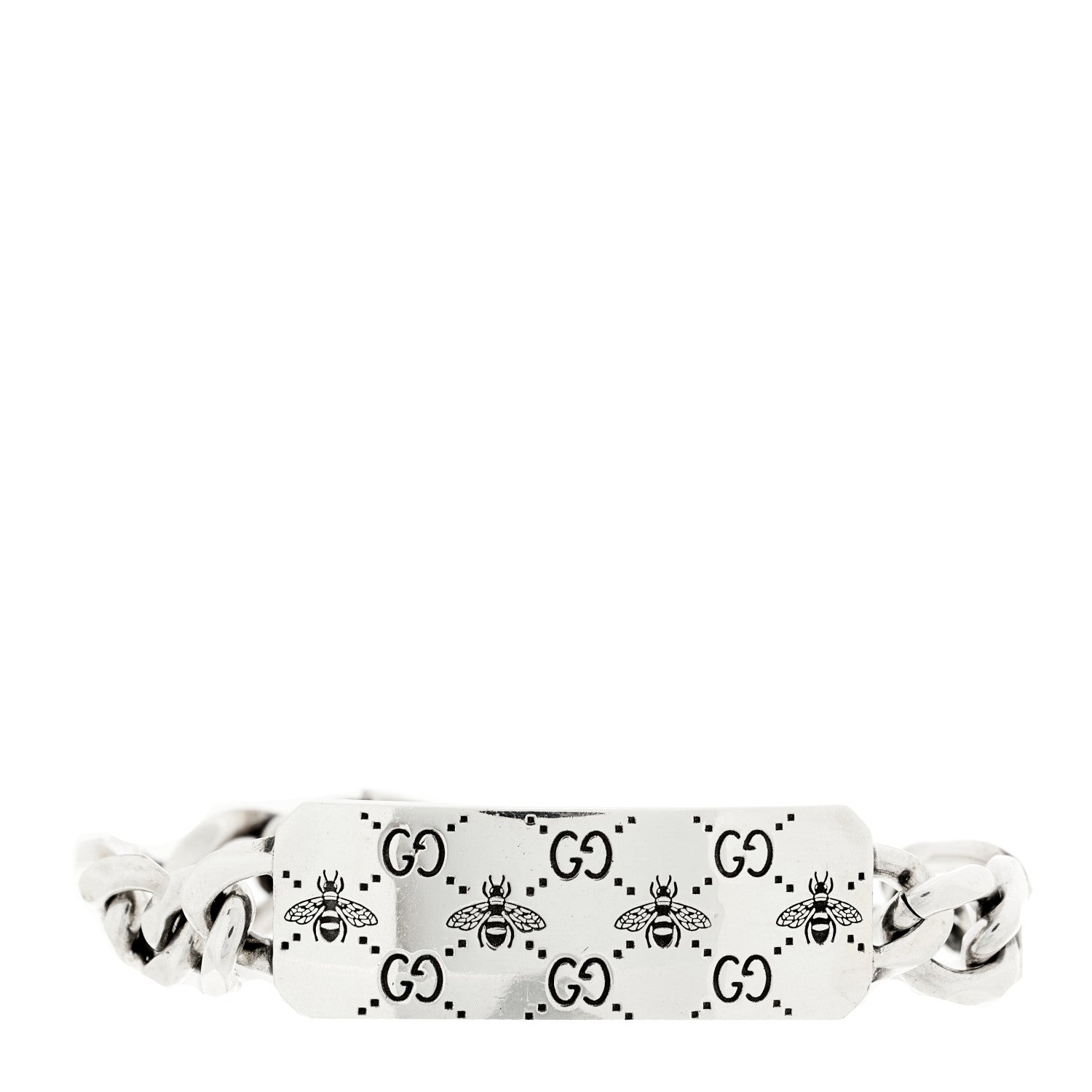 Gucci Sterling Silver GG Bee ID Chain Bracelet 1 of 7