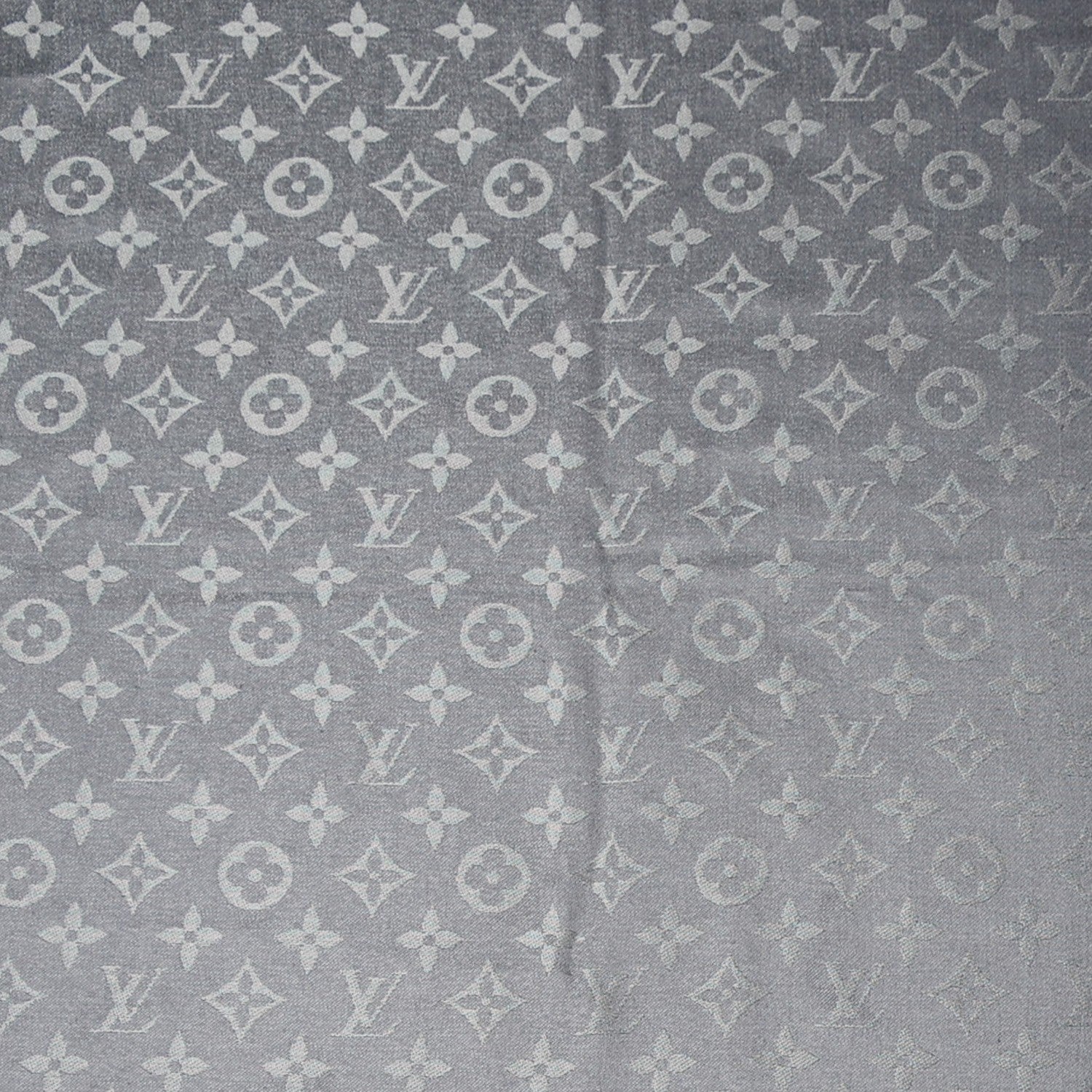 Louis Vuitton Silk Lurex Wool Monogram Shine Shawl Pearl Grey 1 of 8