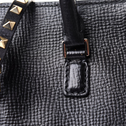 Valentino Garavani Textured Calfskin Rockstud Double Handle Tote Black 15 of 17