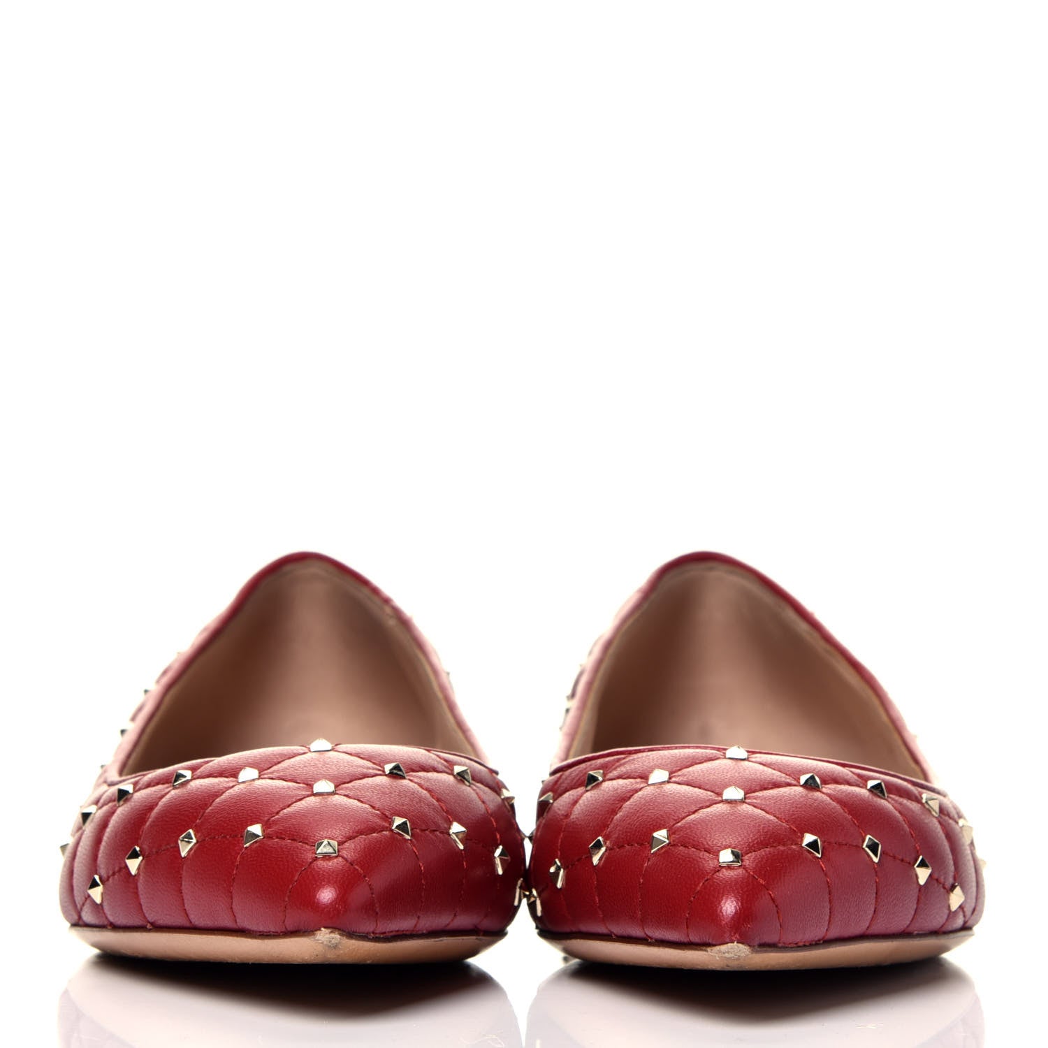 Valentino Garavani Nappa Rockstud Spike Ballerina Flats 38 Red 2 of 7