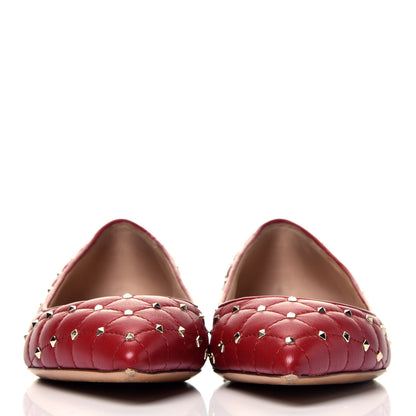 Valentino Garavani Nappa Rockstud Spike Ballerina Flats 38 Red 2 of 7