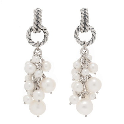 David Yurman Sterling Silver Pearl Copella Cluster Drop Earrings 1 of 5