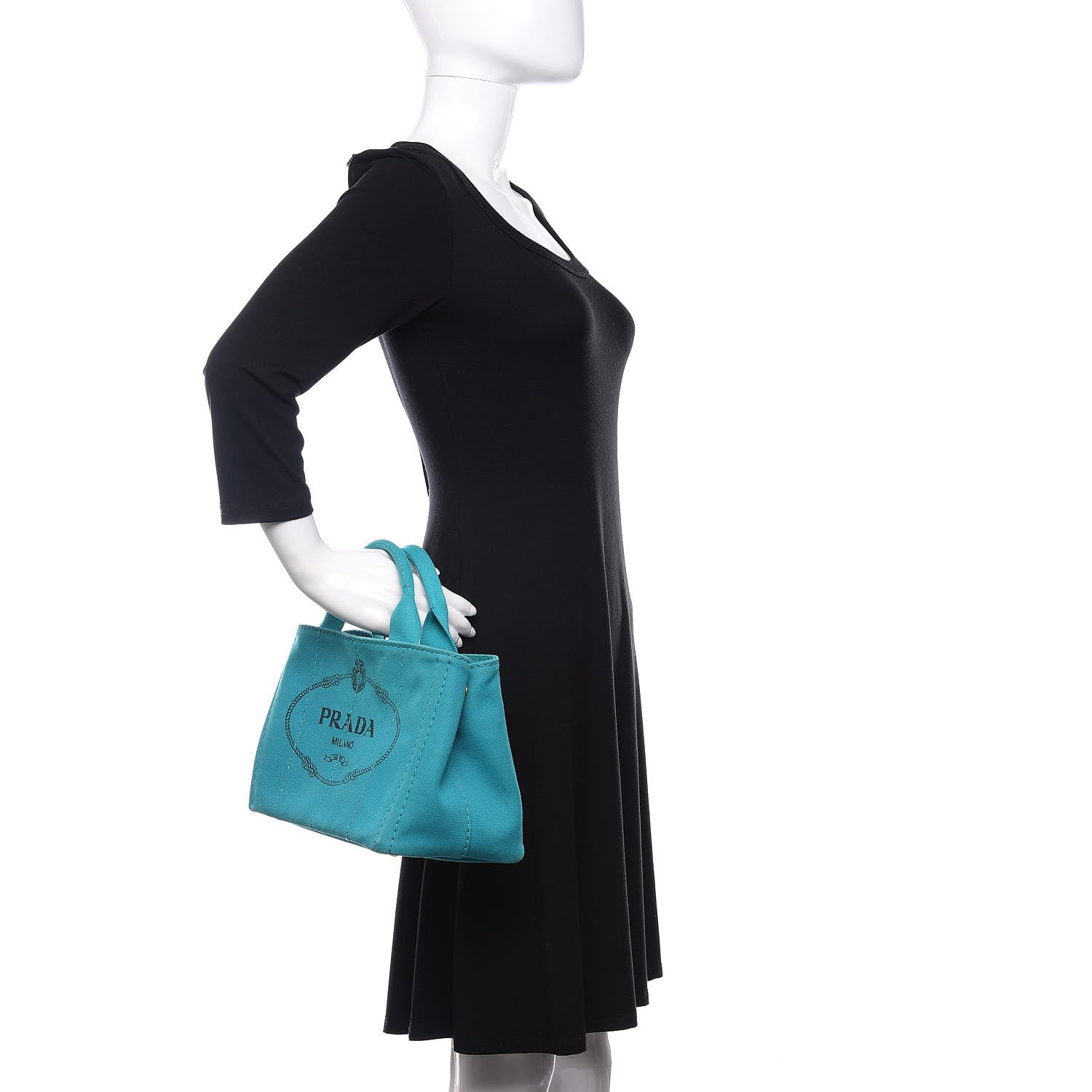 Prada Canapa Small Logo Tote Pavone 2 of 28