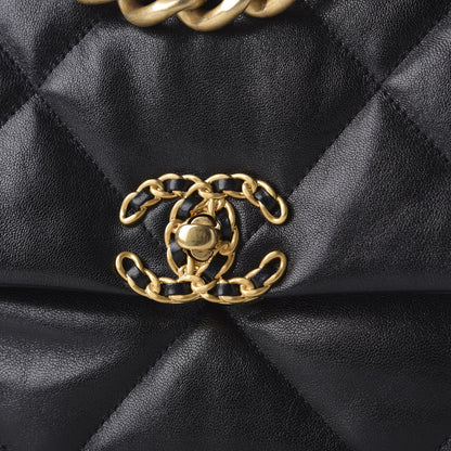 Chanel Lambskin Quilted Large 19 Flap Black 9 of 10