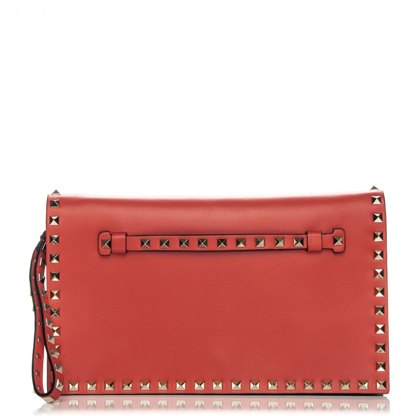Nappa Rockstud Wristlet Clutch Deep Coral