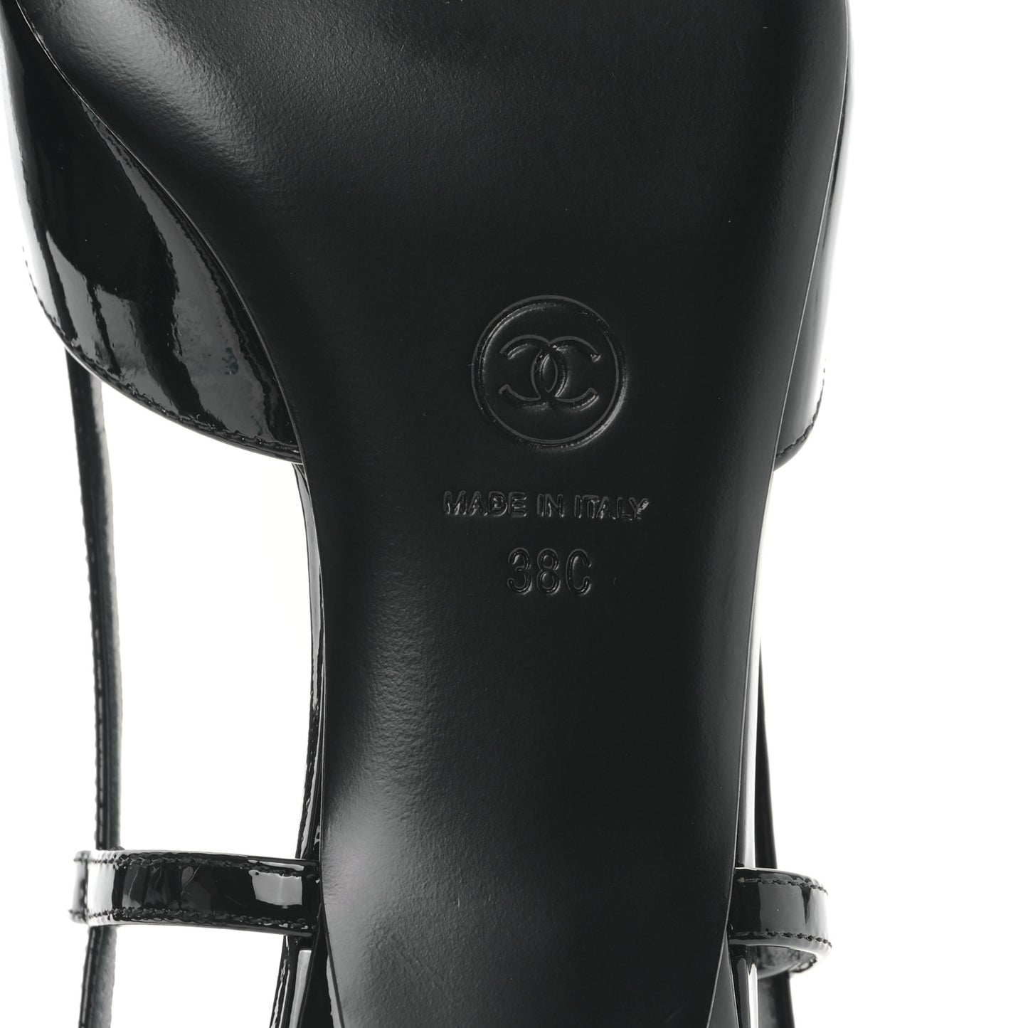 Patent CC Low Heel Slingback 38 Black