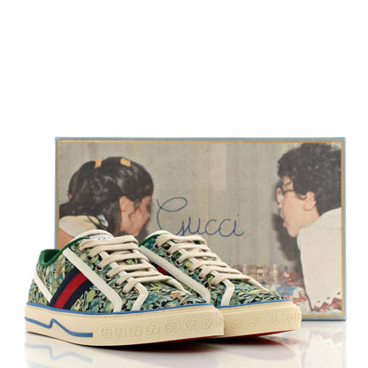Gucci X LIBERTY OF LONDON Canvas Web Floral Print Womens 1977 Tennis Sneakers 37.5 Carta Acquamarine Navy Mystic White 8 of 8