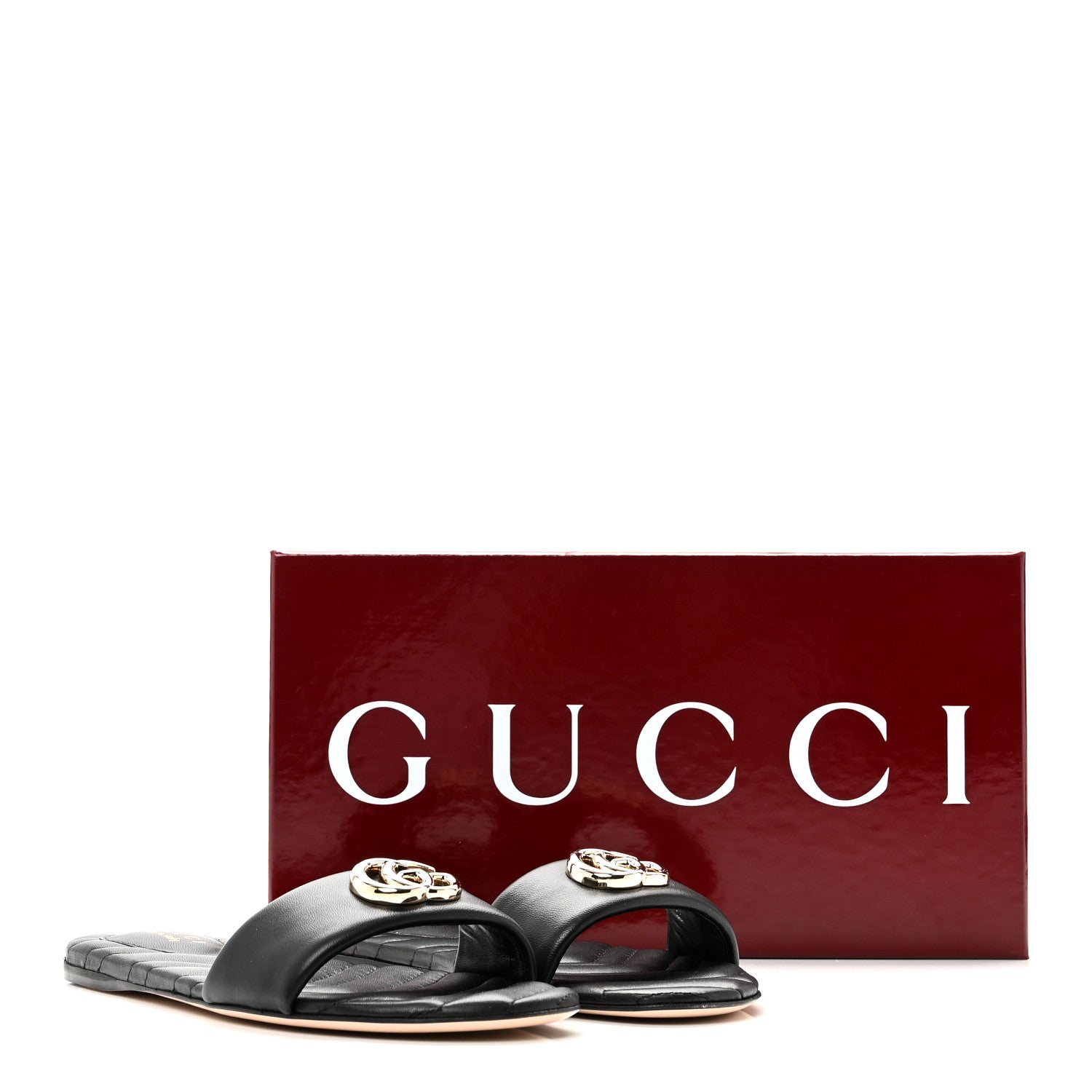 Gucci Nappa Matelasse GG Marmont Flat Slide Sandals 38.5 Black 10 of 10