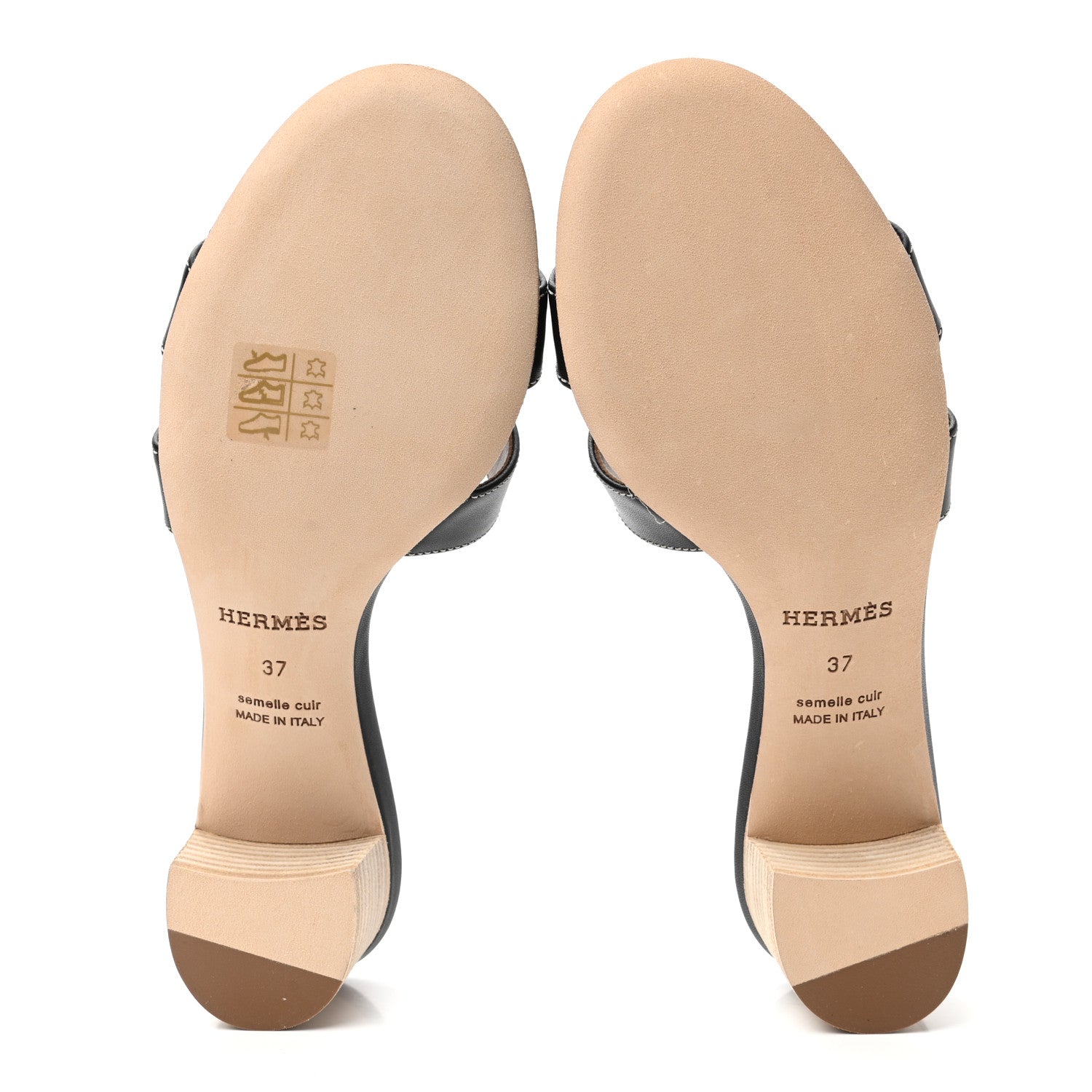 Hermes Calfskin Oasis Sandals 37 Black 5 of 10