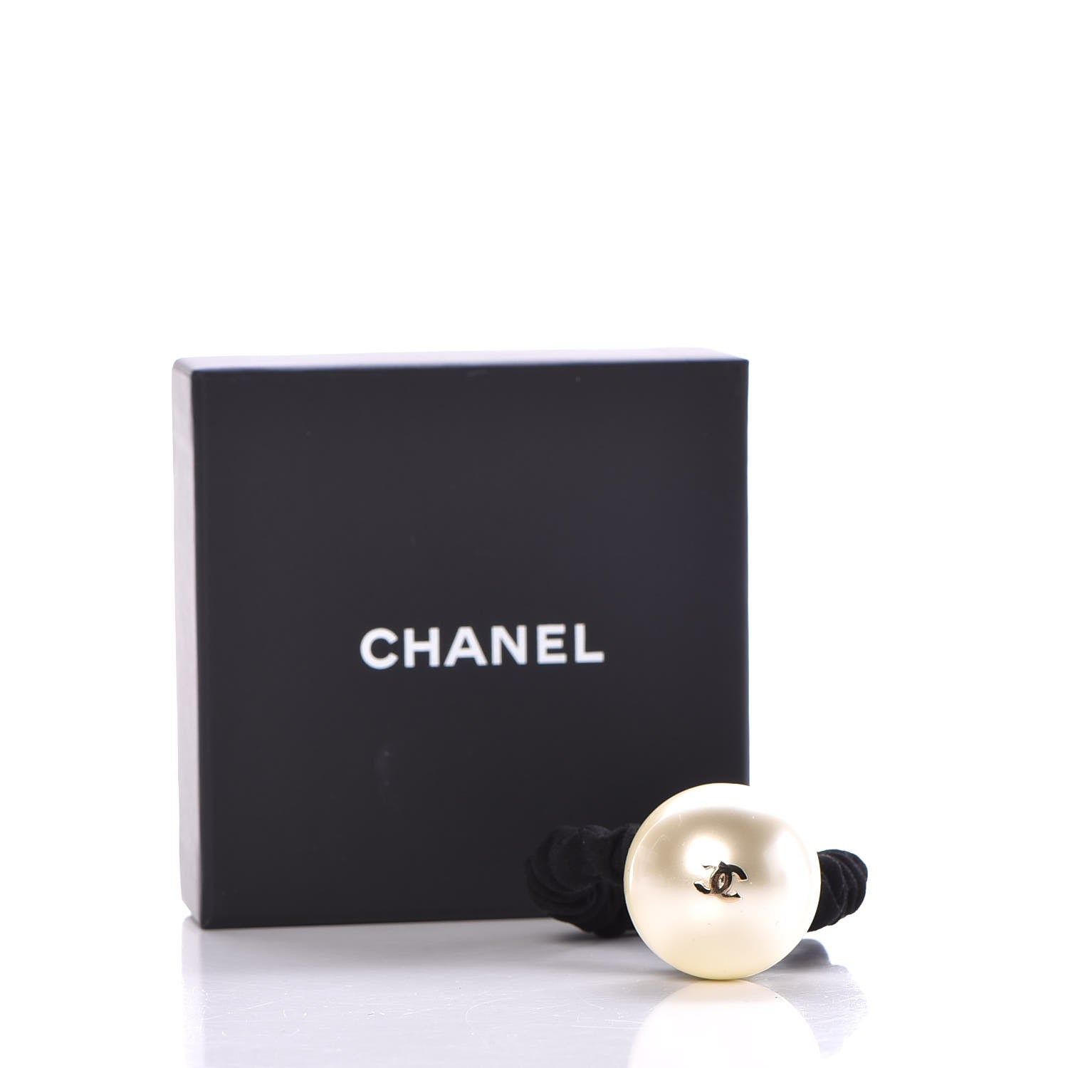 Chanel Pearl CC Hair Tie Black Gold Pearly White 5 of 5