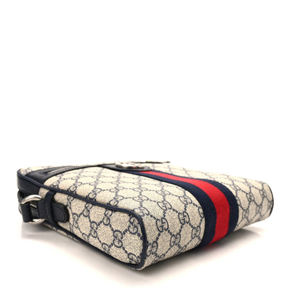 Gucci GG Supreme Monogram Textured Dollar Calfskin Web Small Ophidia Messenger Bag Beige Blue 4 of 11