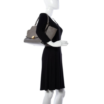 Celine Crocodile Embossed Nubuck Medium Trapeze Grey 3 of 9