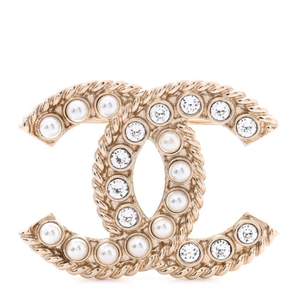 Chanel Pearl Crystal April In Paris CC Brooch Gold 1 of 4