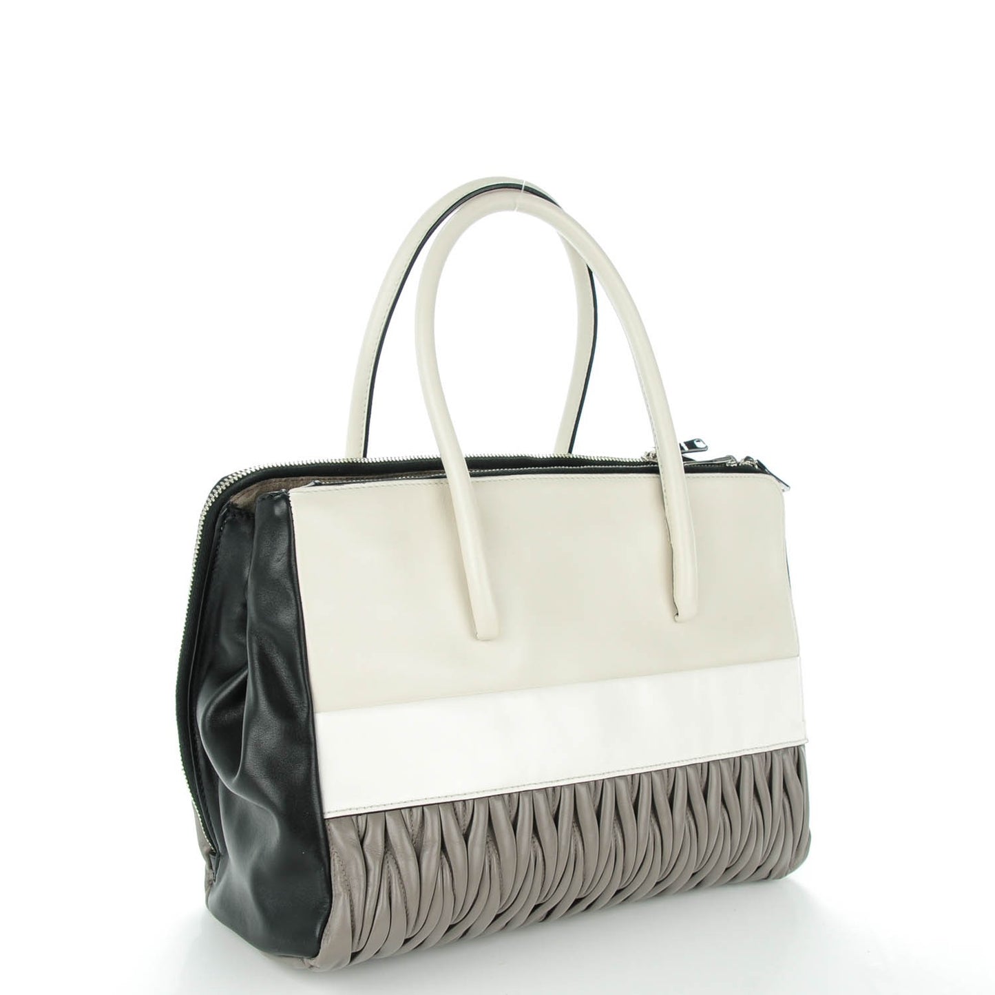 Nappa Matelasse Convertible Satchel Argilla Talco