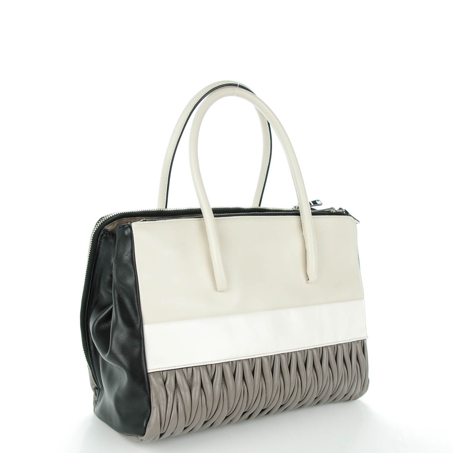 Miu Miu Nappa Matelasse Convertible Satchel Argilla Talco 3 of 7