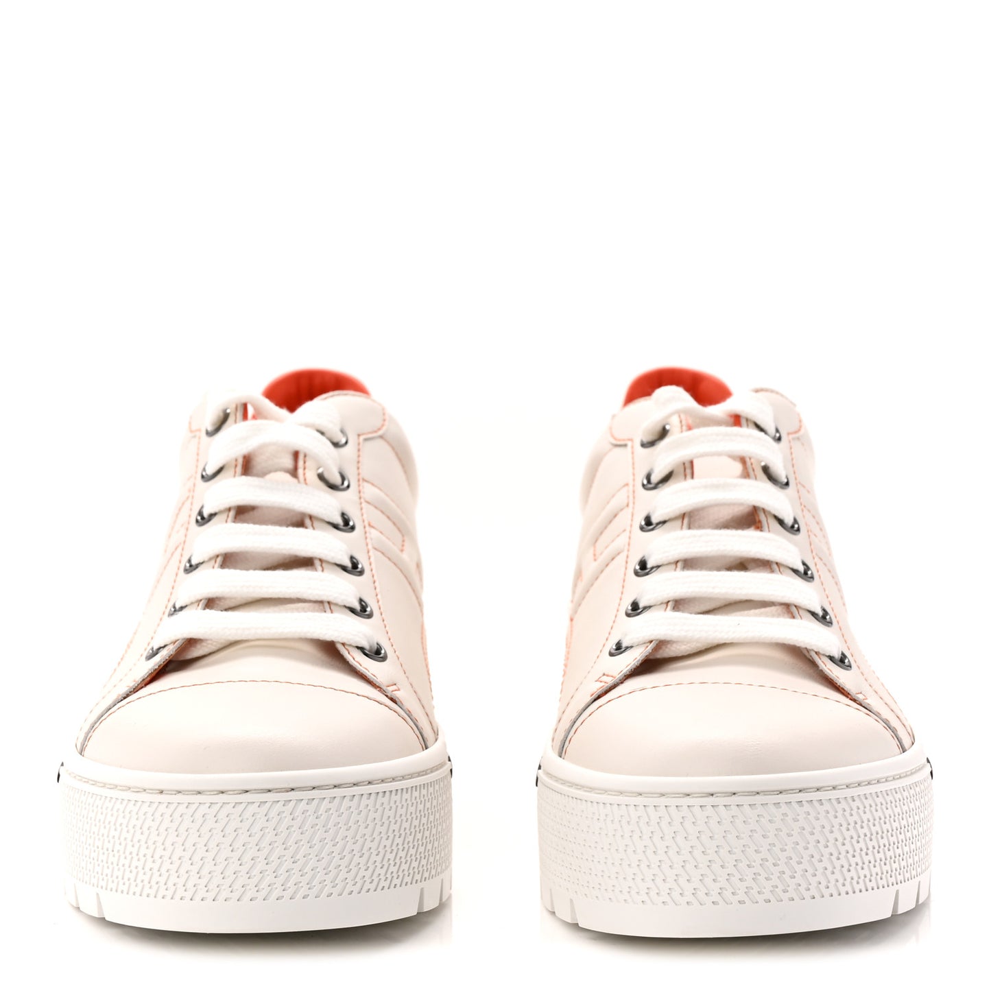 Calfskin Womens Voltage Sneakers 38 White Orange