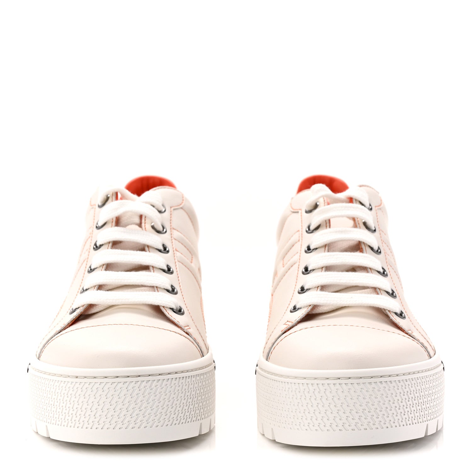 Hermes Calfskin Womens Voltage Sneakers 38 White Orange 2 of 10