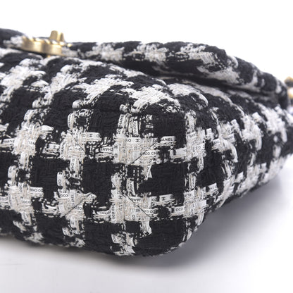 Chanel Tweed Quilted Large 19 Flap Black Ecru White 9 of 11