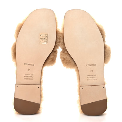Hermes Woolskin Oran Sandals 39 Beige Argile 5 of 8