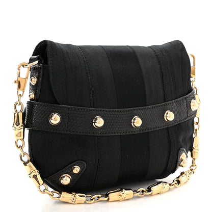 Gucci Canvas Tom Ford Lizard Embossed Crystal Horsebit Flap Bag Black 3 of 11