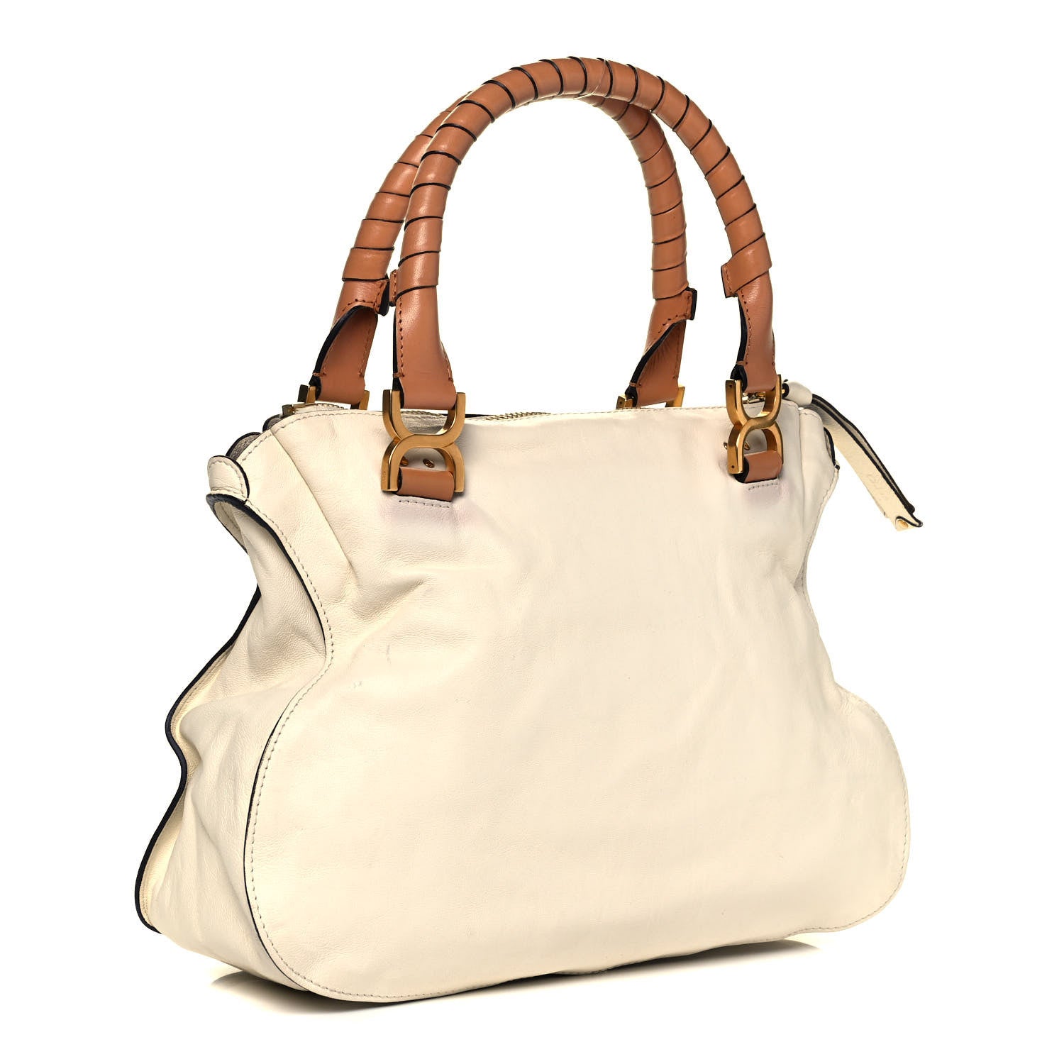 Chloe Calfskin Perforated Medium Marcie Animation Satchel Porcelain 3 of 9