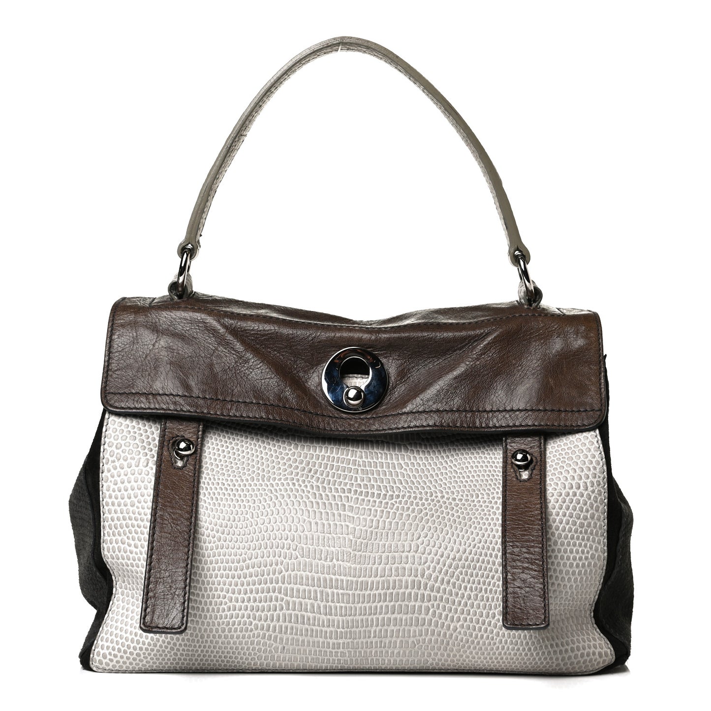Calfskin Lizard Embossed Medium Muse Two Brown