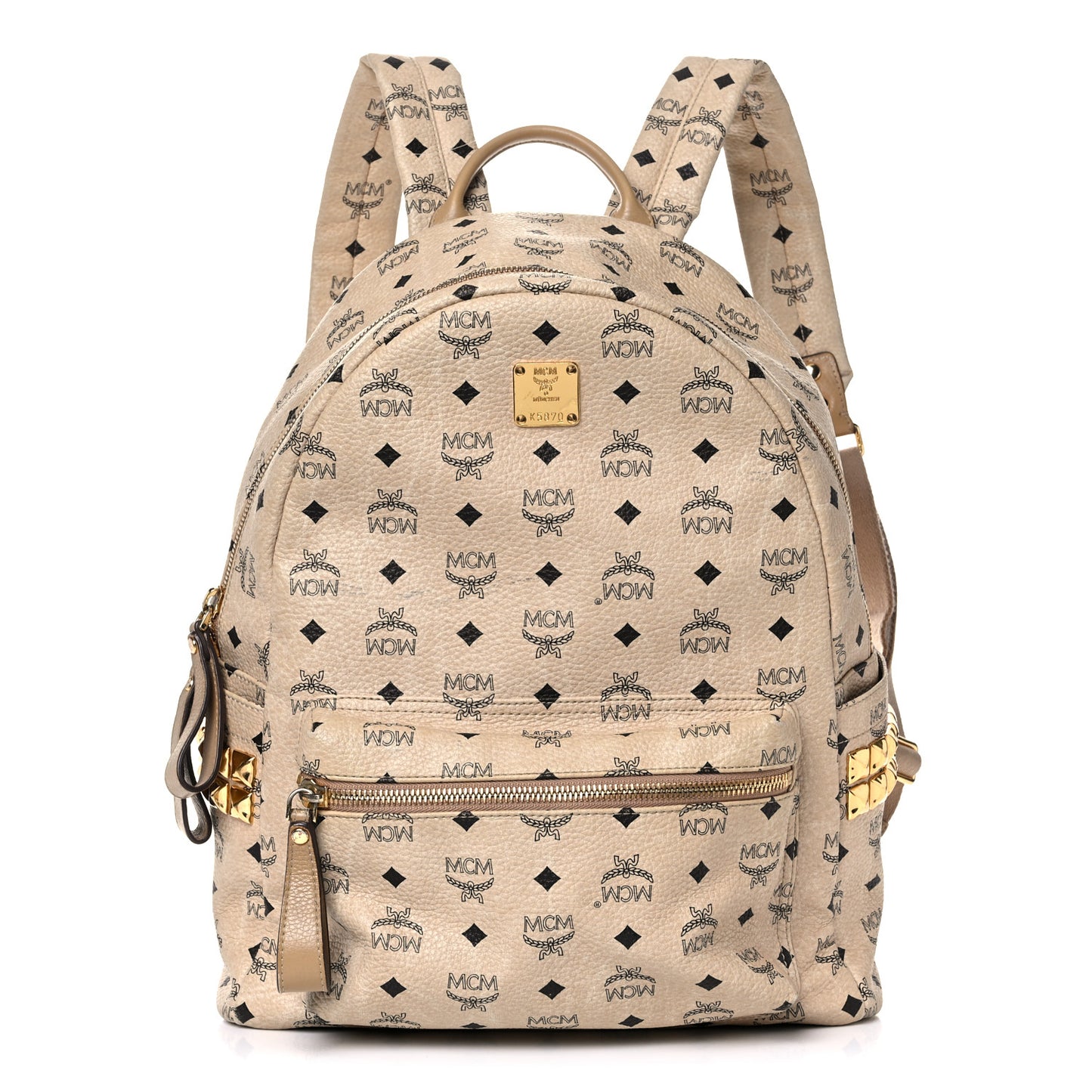 Visetos Medium Side Studs Stark Backpack Beige