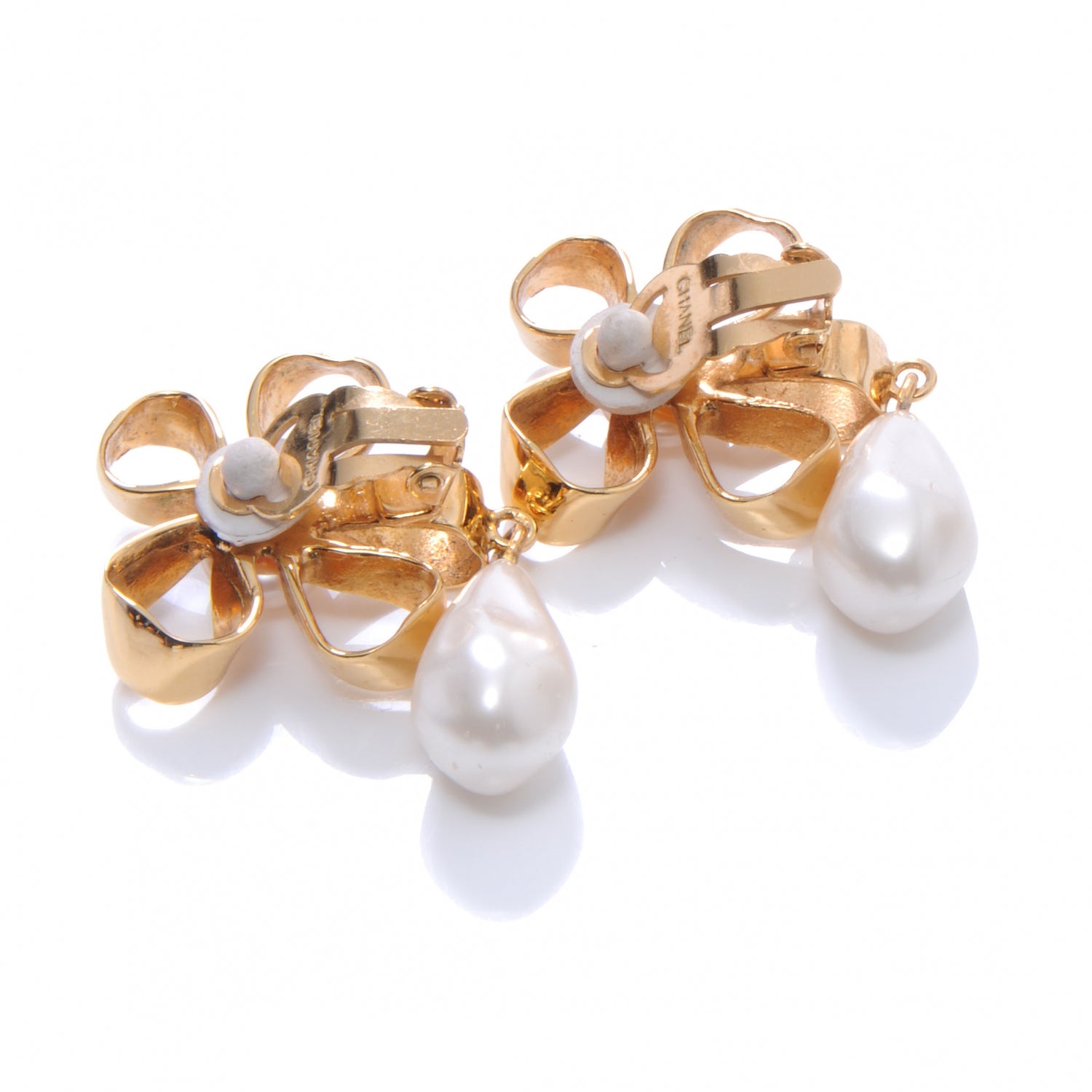 Chanel Pearl CC Dangle Clip On Earrings 2 of 3