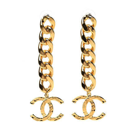Chanel Metal CC Pick Drop Earrings Gold 1 of 5
