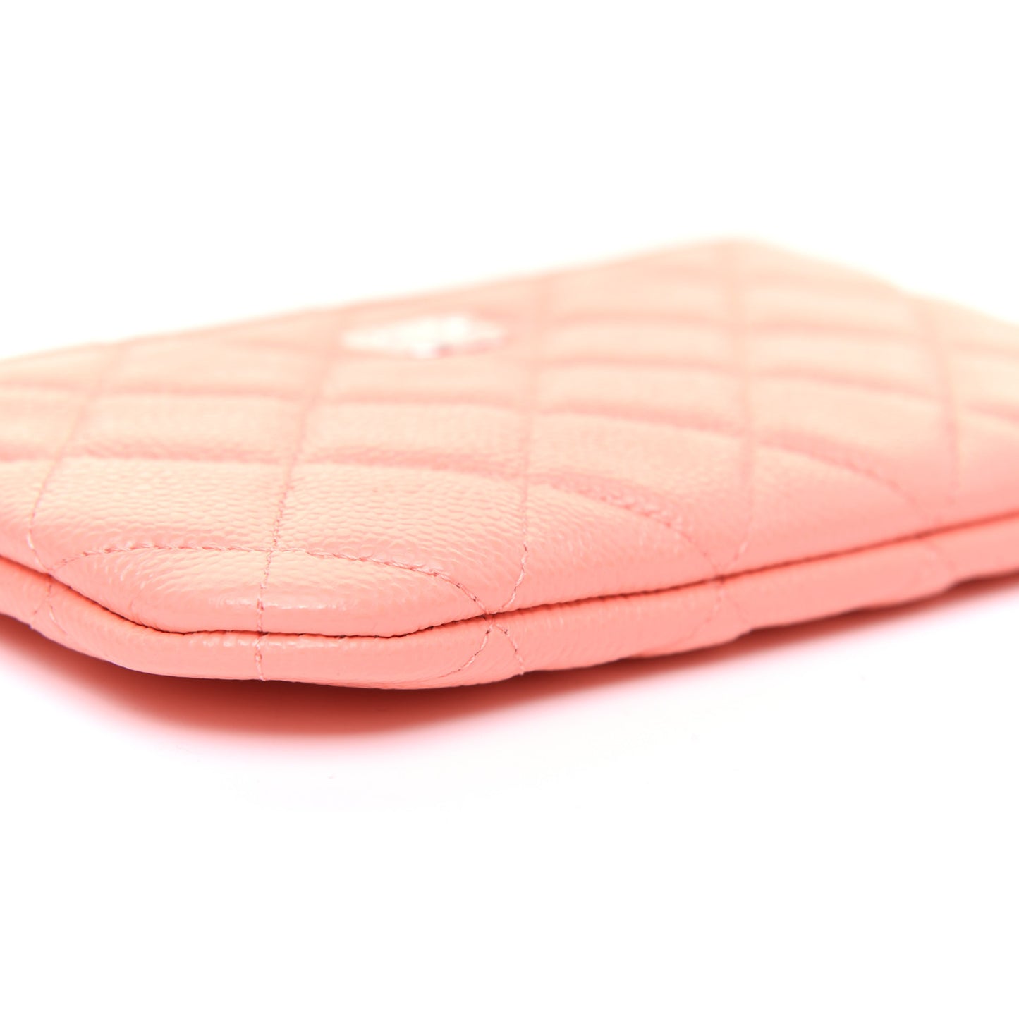 Caviar Quilted Small Cosmetic Case Coral