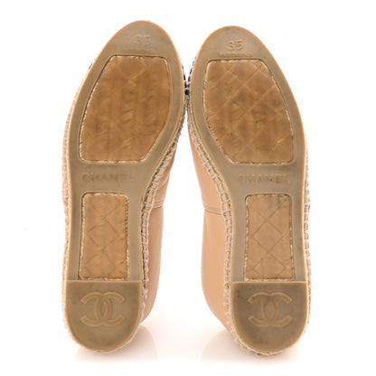 Chanel Lambskin CC Espadrilles 35 Beige Black 6 of 8