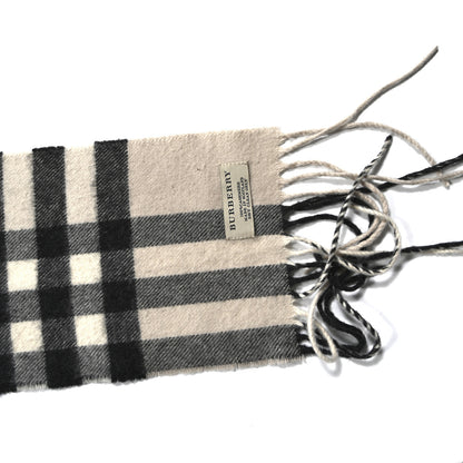 Burberry Cashmere Giant Check Fringe Scarf Ivory 2 of 3