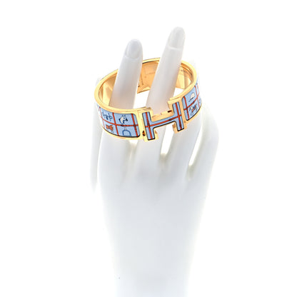 Hermes Enamel Couvertures et Tenues de Jour Wide Clic Clac H Bracelet PM Orange Bleue 2 of 8