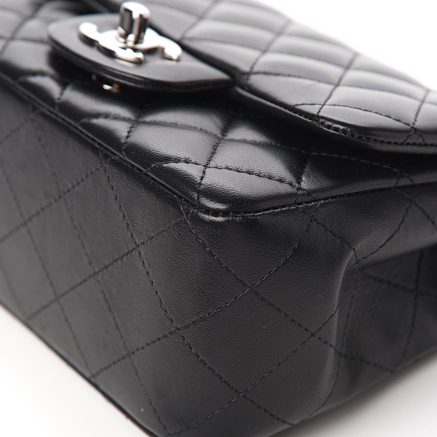 Lambskin Quilted Mini Square Flap Black