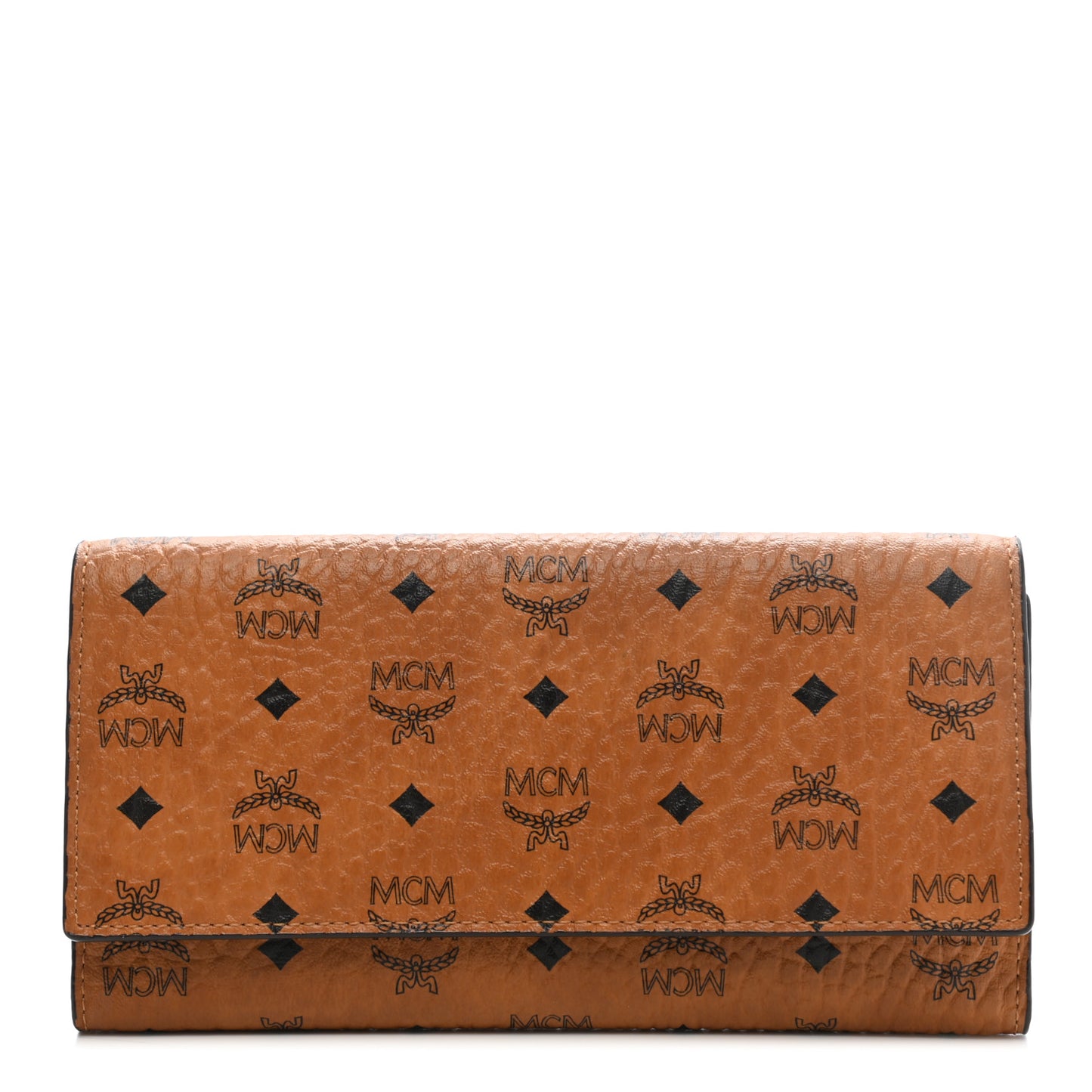 Visetos Large Trifold Flap Wallet Cognac