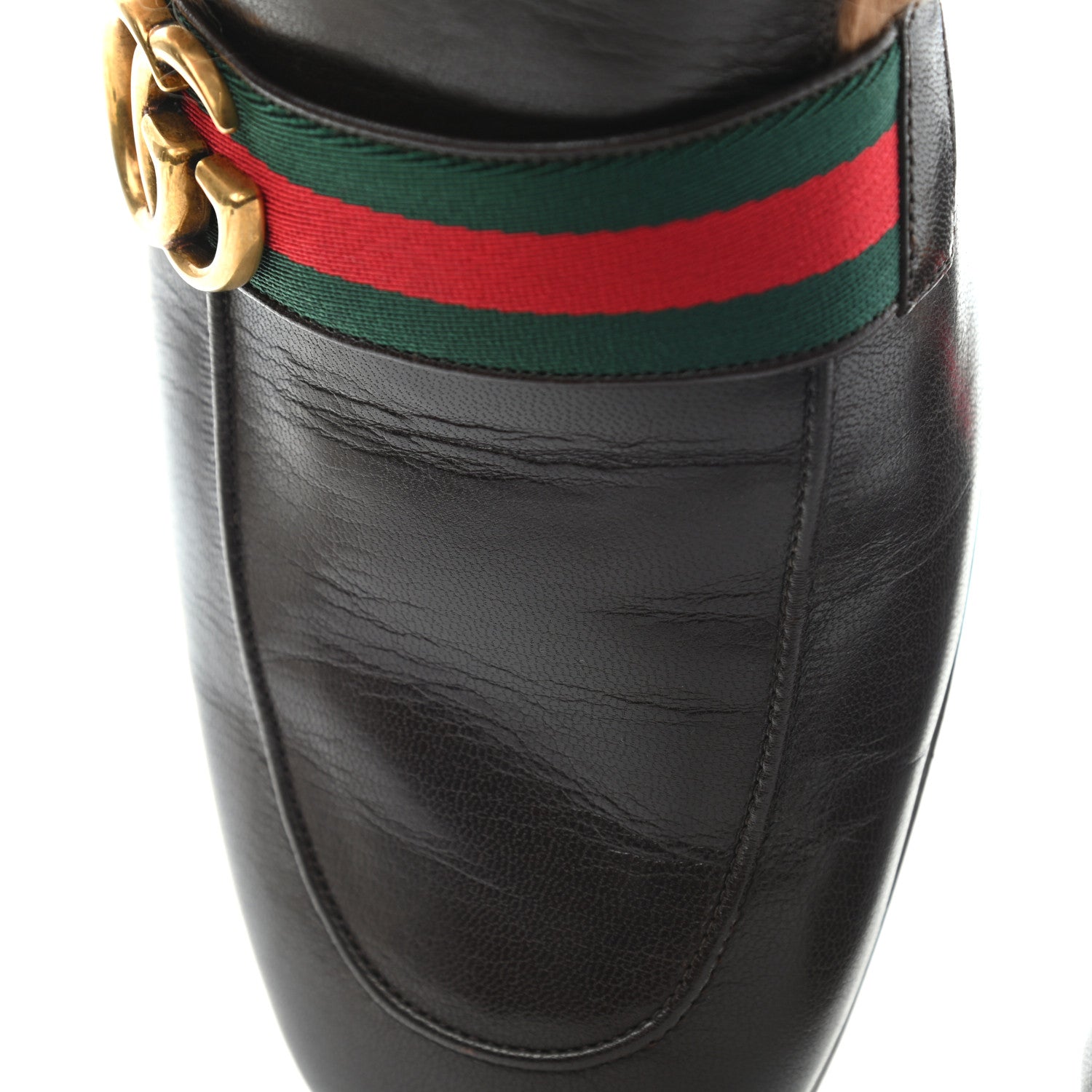 Gucci Goatskin Fur Web GG Mens Princetown Slippers 10 Cocoa 9 of 9