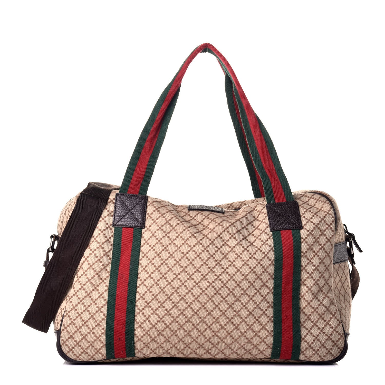 Gucci Diamante Large Web Carry On Duffle Bag Brown 1 of 8