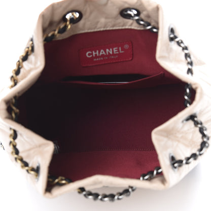 Chanel Aged Calfskin Quilted Small Gabrielle Backpack Beige Black 4 of 12