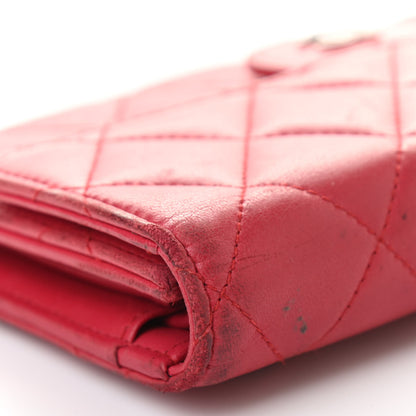 Chanel Lambskin Quilted Large Flap Wallet Dark Pink 13 of 14