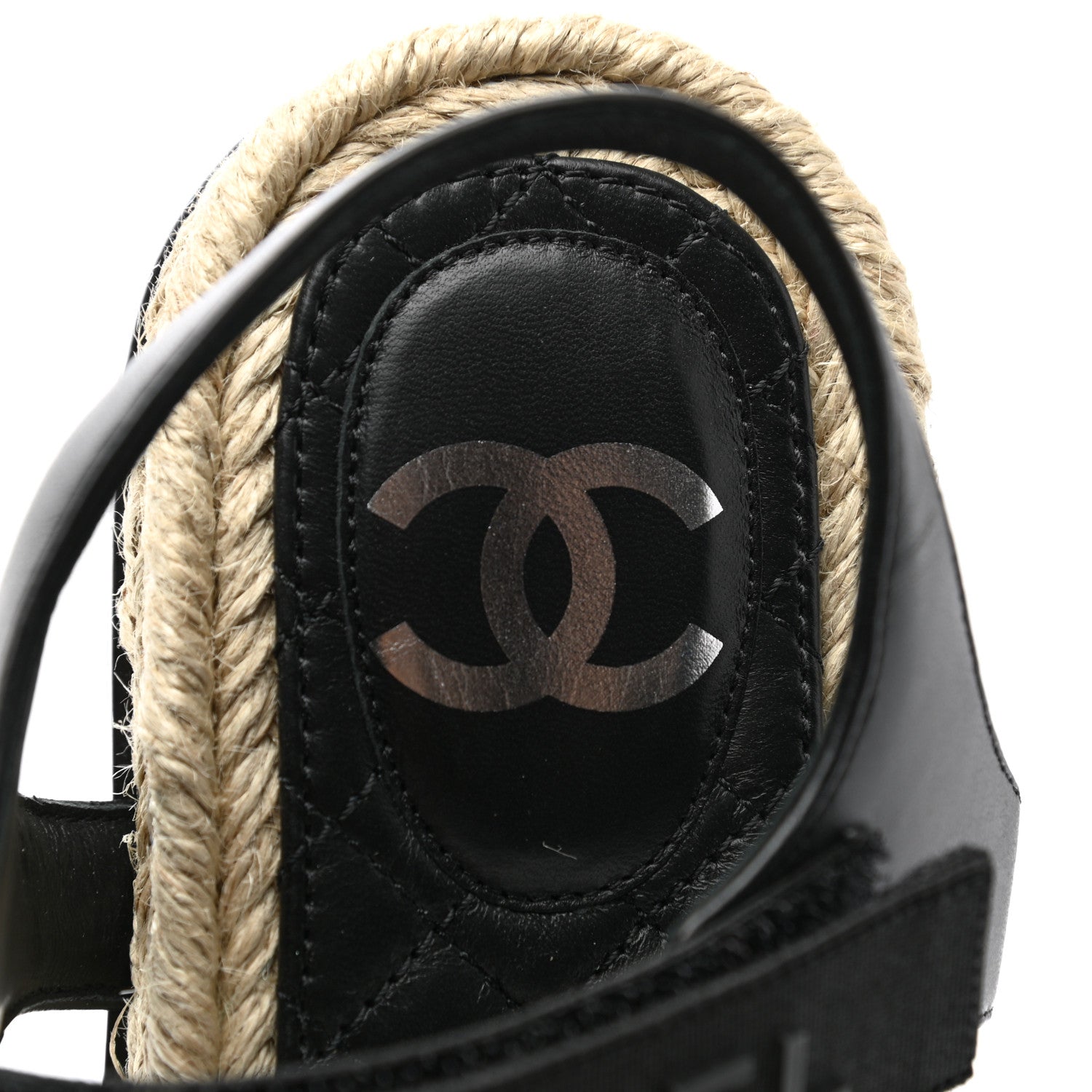 Chanel Stretch Fabric Lambskin CC Flat Sandals 36 Black 7 of 10