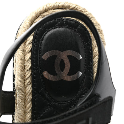 Chanel Stretch Fabric Lambskin CC Flat Sandals 36 Black 7 of 10