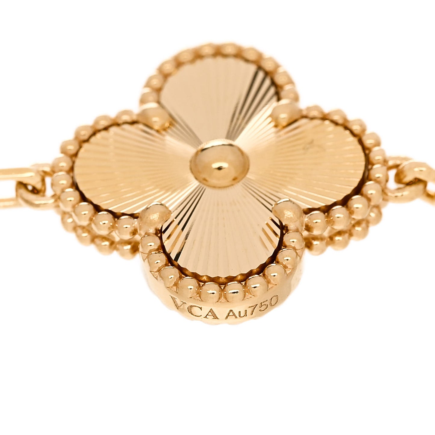 18K Yellow Gold 5 Motifs Guilloche Vintage Alhambra Bracelet