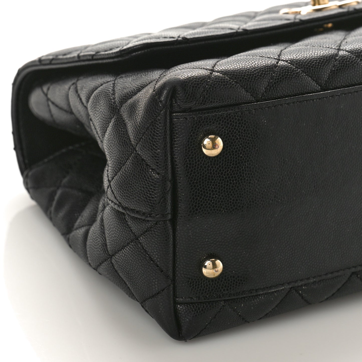 Caviar Quilted Small Coco Handle Flap Black