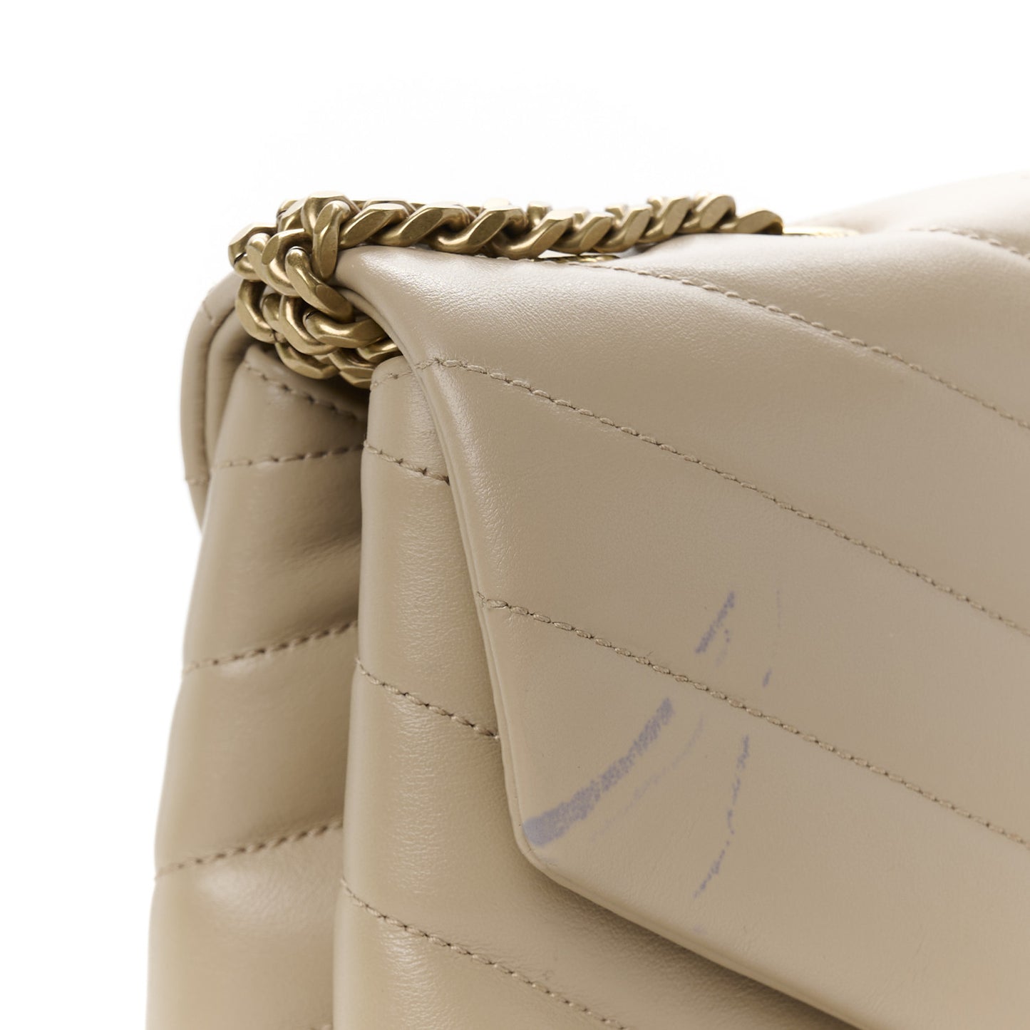 Calfskin Y Quilted Monogram Medium Loulou Chain Satchel Dark Beige
