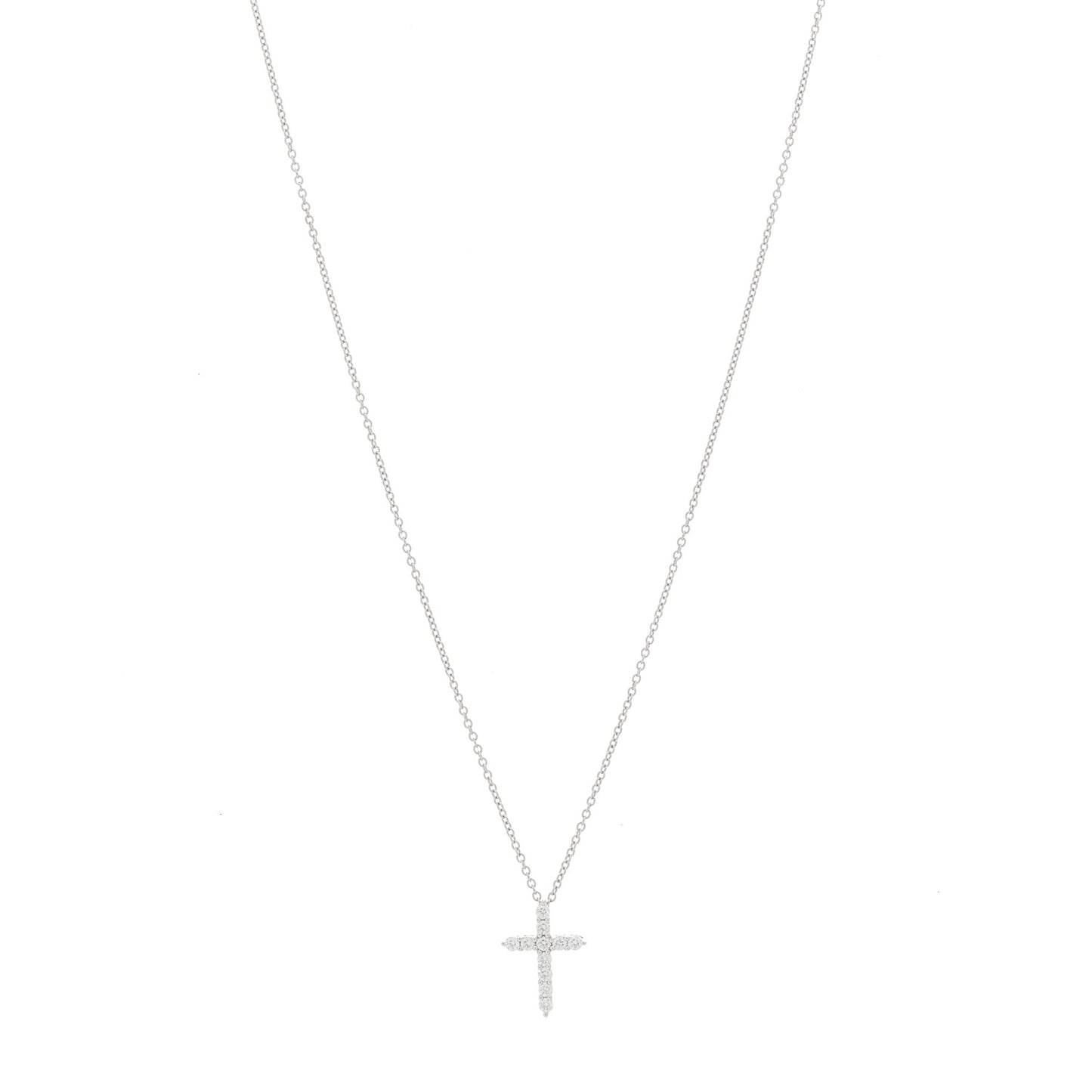 Platinum Diamond Mini Cross Pendant Necklace